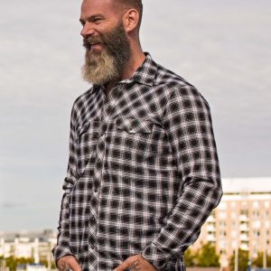 KIPARLUOTO miesten kauluspaita, musta-valko ruutu