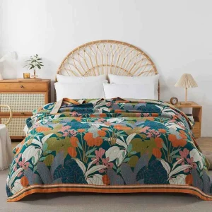 Charming Cotton Floral Bedspread Blanket for Cozy Summer Comfort