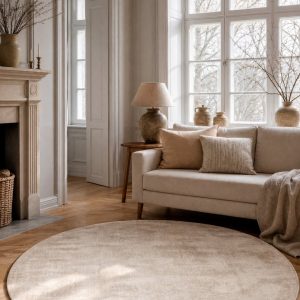Viskoosimatto Ø180cm beige FLAVIA