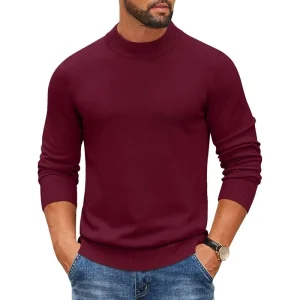 Men's Mock Turtleneck Sweater - Stylish Pullover for Cold Days in Streetwear Mode
