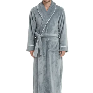 Men's Cozy Flannel Robe - Plush Coral Fleece for Ultimate Home Comfort