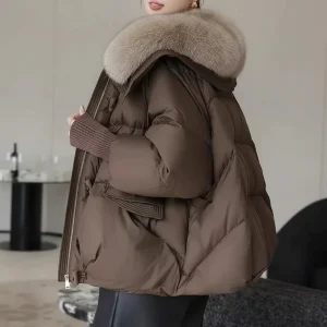 New Women Winter Down Parka Coat with Larger Fur Collar