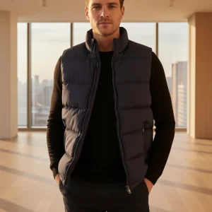 Mens Warm Sleeveless Vest Jacket Winter Waterproof Zipper Coat Autumn Stand-up Collar Casual Waistcoat Brand Clothing