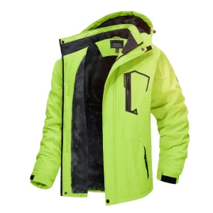 TACVASEN Men's Hiking Jackets Fleece Lining Outdoor Removable Hooded Coats for Ski Snowboard Winter Parka
