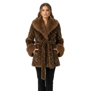 Elevate Your Style with Our Luxe Faux Fur Leopard-Print Coat